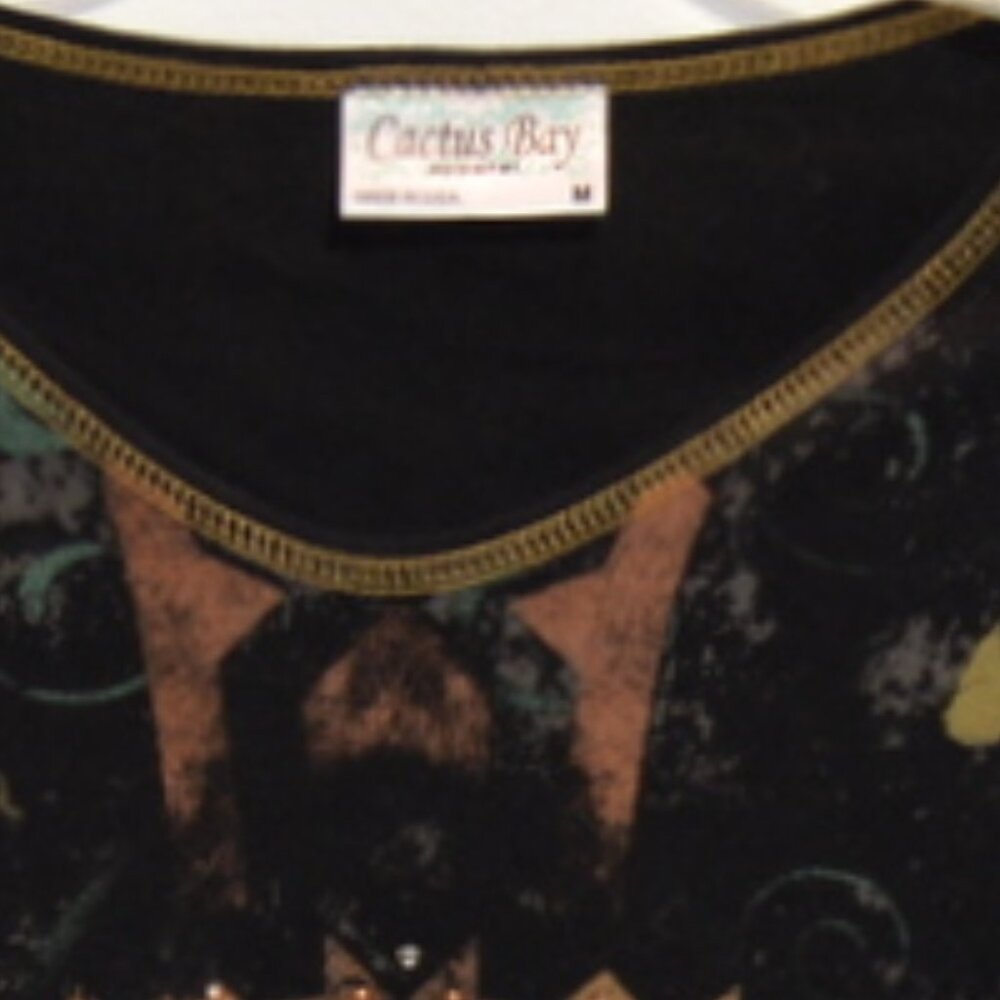Cactus Bay Apparel Women's Rhinestone Multicolor 3/4 Sleeve Top – Size: Medium - Picture 10 of 10